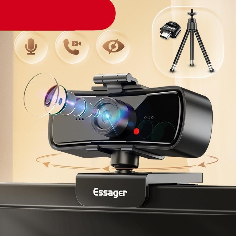Webcam 2K Full HD Web Camera For PC Computer Laptop USB Web Cam With Microphone Autofocus WebCamera Conferencing and Video Calling Stevvex