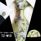 Wedding Bridegroom Floral Print Silk Necktie With Cufflinks Set Fashion High Quality Necktie Set For Men Stevvex