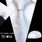Wedding Bridegroom Floral Print Silk Necktie With Cufflinks Set Fashion High Quality Necktie Set For Men Stevvex