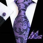 Wedding Bridegroom Floral Print Silk Necktie With Cufflinks Set Fashion High Quality Necktie Set For Men Stevvex