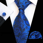 Wedding Bridegroom Floral Print Silk Necktie With Cufflinks Set Fashion High Quality Necktie Set For Men Stevvex