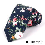 Wedding Men Floral Tie Skinny Cotton Casual Neck Tie Elegant Neckties Flower Print Fashionable Design Stevvex