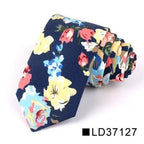 Wedding Men Floral Tie Skinny Cotton Casual Neck Tie Elegant Neckties Flower Print Fashionable Design Stevvex