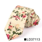 Wedding Men Floral Tie Skinny Cotton Casual Neck Tie Elegant Neckties Flower Print Fashionable Design Stevvex