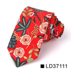 Wedding Men Floral Tie Skinny Cotton Casual Neck Tie Elegant Neckties Flower Print Fashionable Design Stevvex