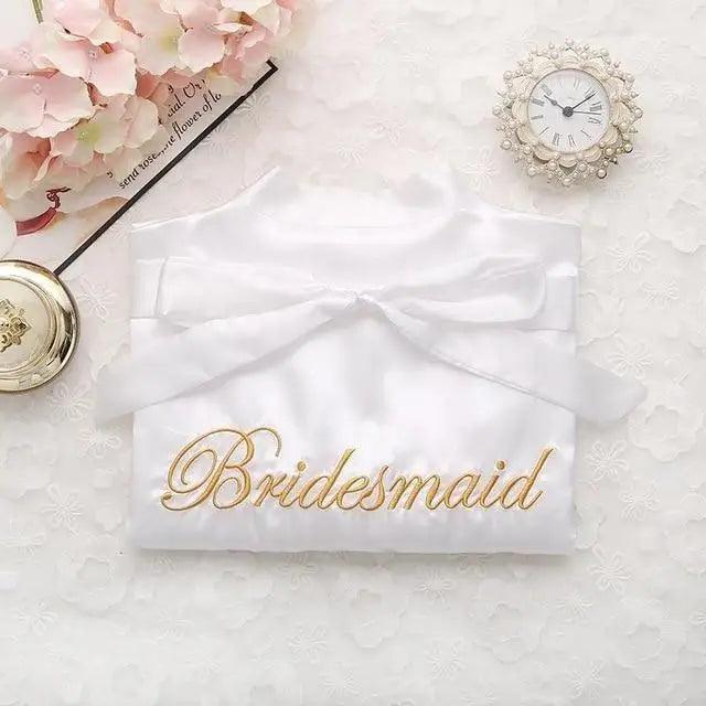 Wedding Satin Bride Robe Elegant Golden Bridesmaid Casual Short Women Nightwear Comfortable Sleepwear Stevvex