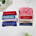 Wedding Satin Bride Robe Elegant Golden Bridesmaid Casual Short Women Nightwear Comfortable Sleepwear Stevvex