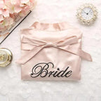 Wedding Satin Bride Robe Elegant Golden Bridesmaid Casual Short Women Nightwear Comfortable Sleepwear Stevvex