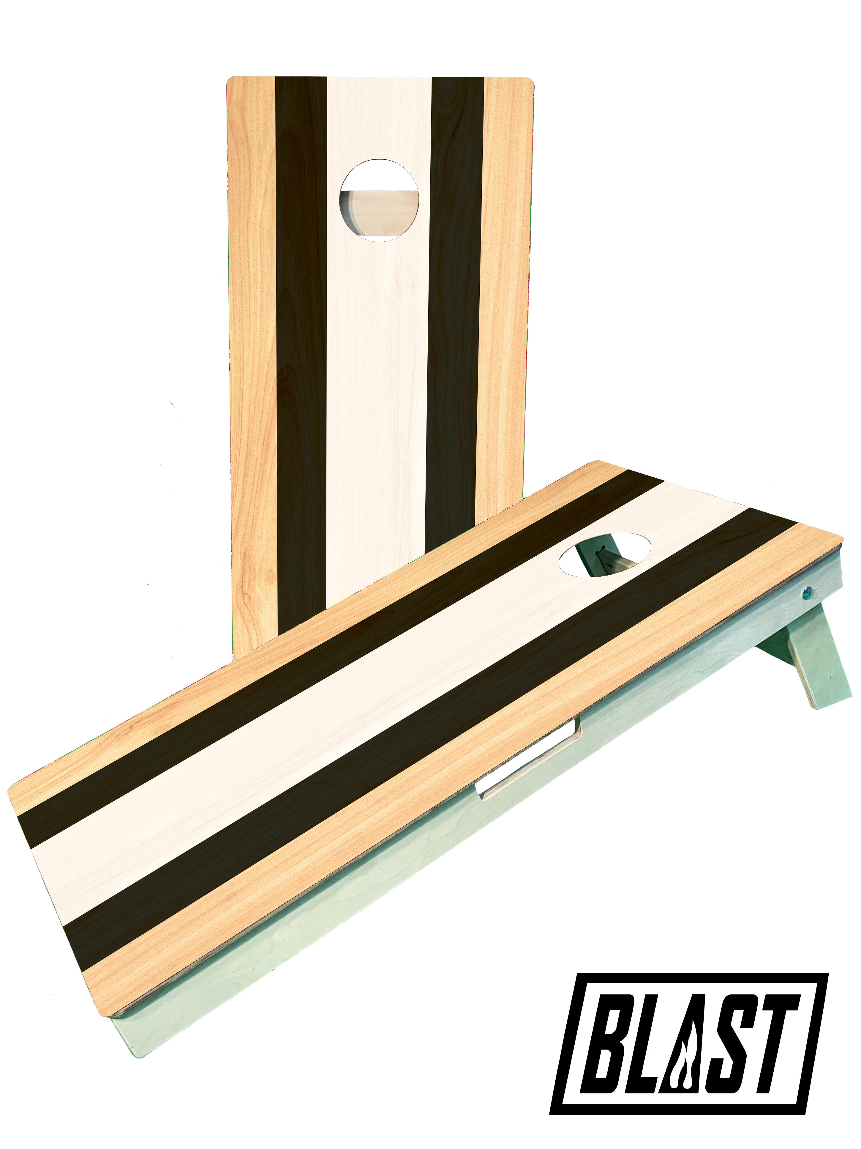 Black & White Striped Cornhole Boards - SJB-DIAMOND ELITES