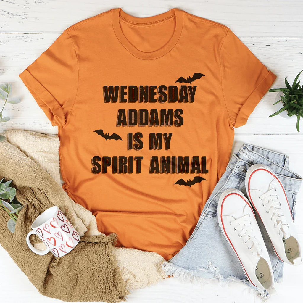 Wednesday Addams Is My Spirit Animal Tee Peachy Sunday