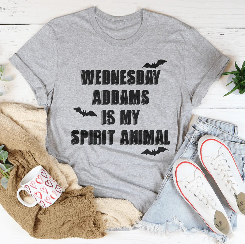 Wednesday Addams Is My Spirit Animal Tee Peachy Sunday