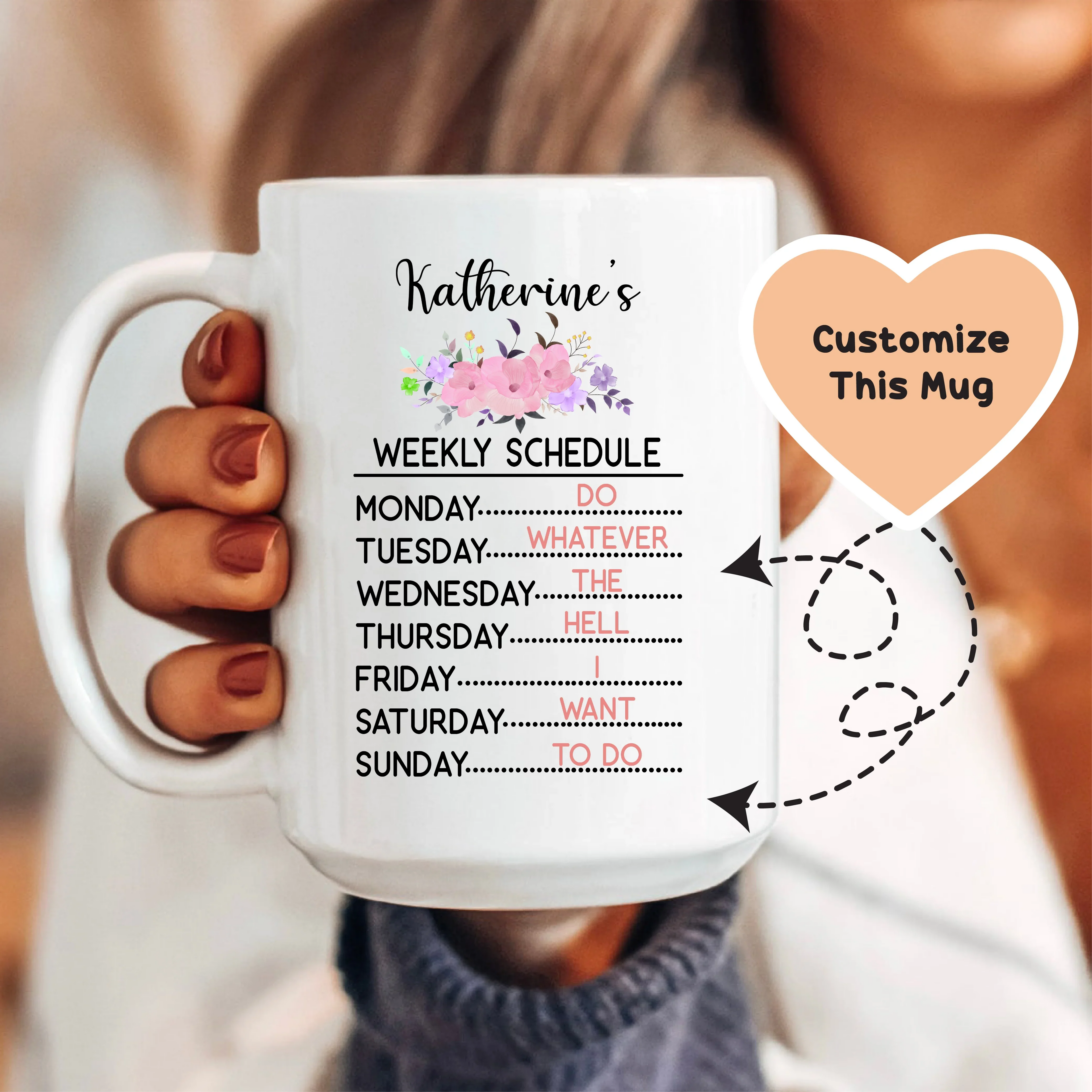 Weekly Schedule Custom Mug Peachy Sunday