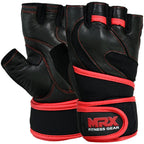 Mrx Weight Lifting Leather Gloves With Long Wrist Strap MRX Products