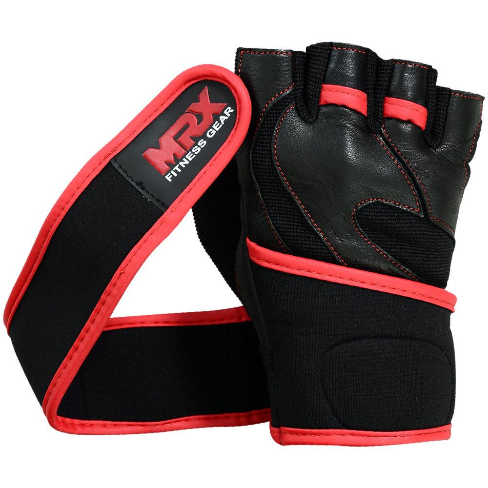 Mrx Weight Lifting Leather Gloves With Long Wrist Strap MRX Products
