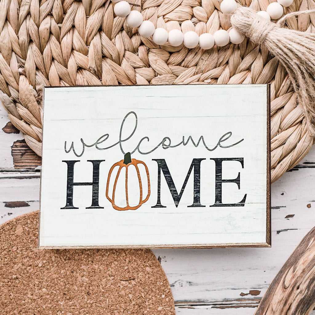 Welcome Home Wooden Seasonal Sign 6x4 Rustic Door Wall Decor BandsCo Straps
