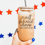 Well Behaved 17oz Glass Tumbler With Bamboo Lid, Stainless Straws and Cleaner BandsCo Straps