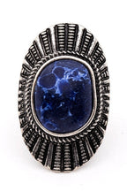 Western Statement Stone Ring Adjustable Boho Silver