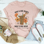 What A Girl Needs Iced Coffee Tee Peachy Sunday