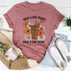What A Girl Needs Iced Coffee Tee Peachy Sunday