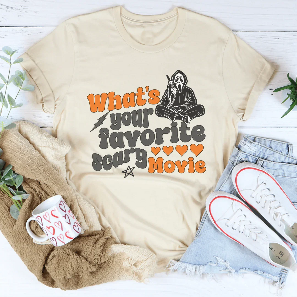 What's Your Favorite Scary Movie Tee Peachy Sunday
