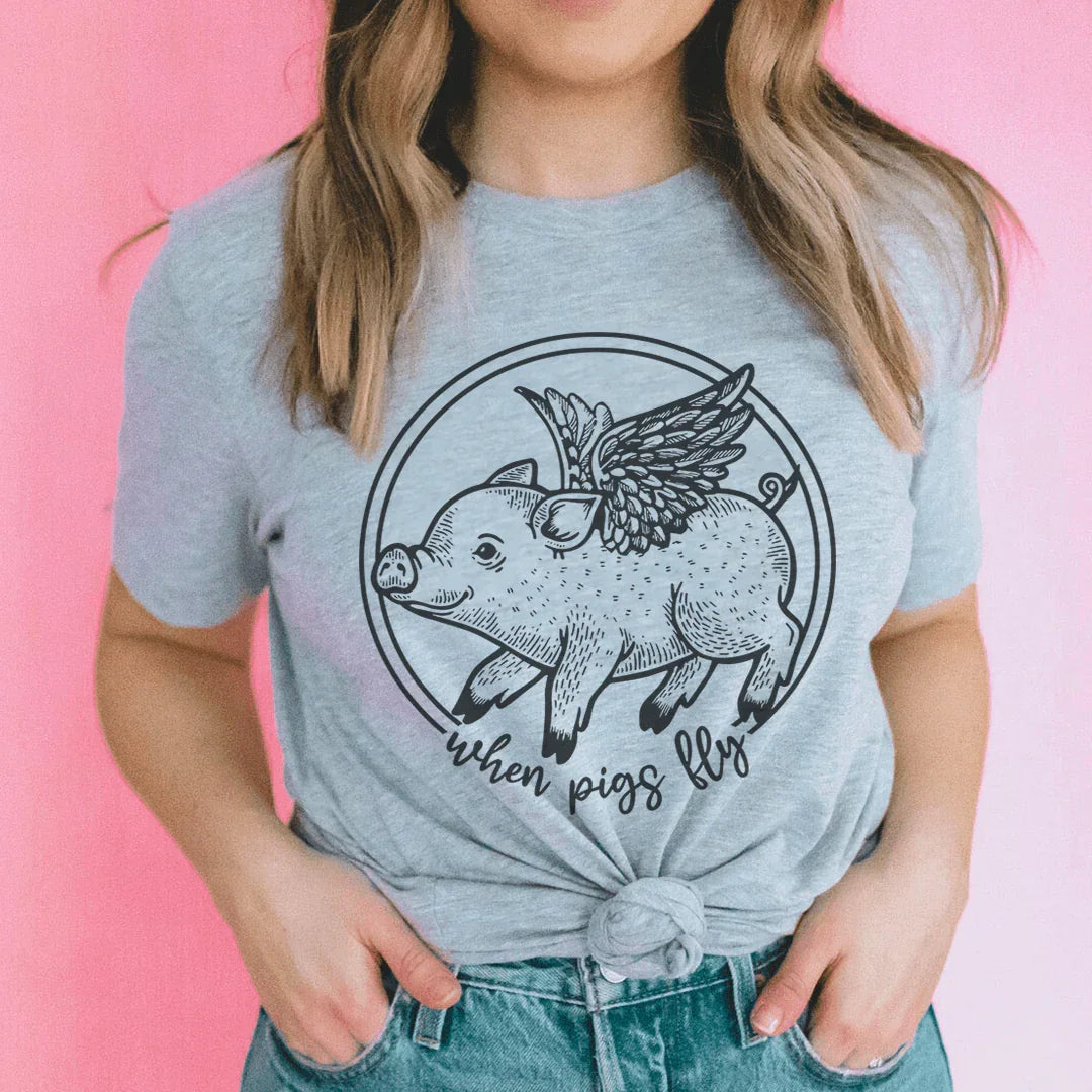 When Pigs Fly Tee Peachy Sunday