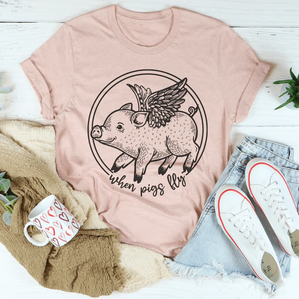 When Pigs Fly Tee Peachy Sunday