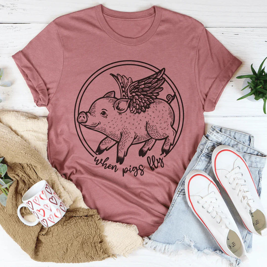 When Pigs Fly Tee Peachy Sunday