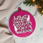 Funny Sarcastic Christmas Ornament Wooden Jolliest Bunch 12 Colors Holiday Gift BandsCo Straps