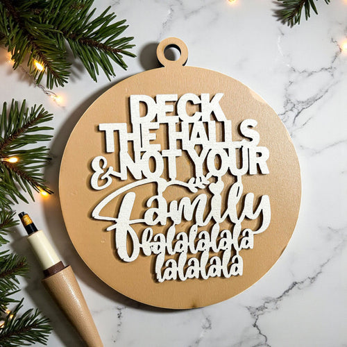 Deck The Halls 12 Colors Wooden Holiday Ornament With Cheeky Fa La La Lyrics And Rustic Finish