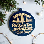 Farm Fresh Wooden Christmas Tree Ornament - Vintage Farmhouse Rustic Tree Trio BandsCo Straps