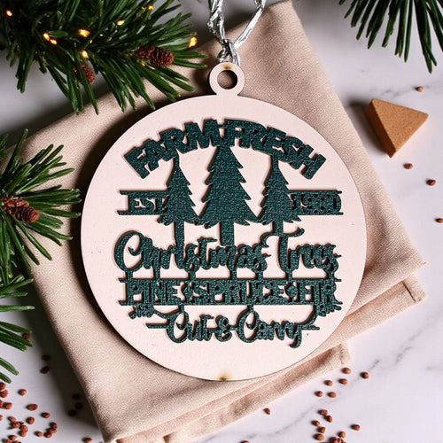 Farm Fresh Wooden Christmas Tree Ornament - Vintage Farmhouse Rustic Tree Trio BandsCo Straps