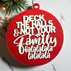 Deck The Halls 12 Colors Wooden Holiday Ornament With Cheeky Fa La La Lyrics And Rustic Finish