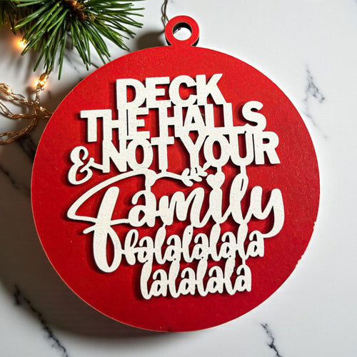 Deck The Halls 12 Colors Wooden Holiday Ornament With Cheeky Fa La La Lyrics And Rustic Finish