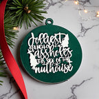 Funny Sarcastic Christmas Ornament Wooden Jolliest Bunch 12 Colors Holiday Gift BandsCo Straps