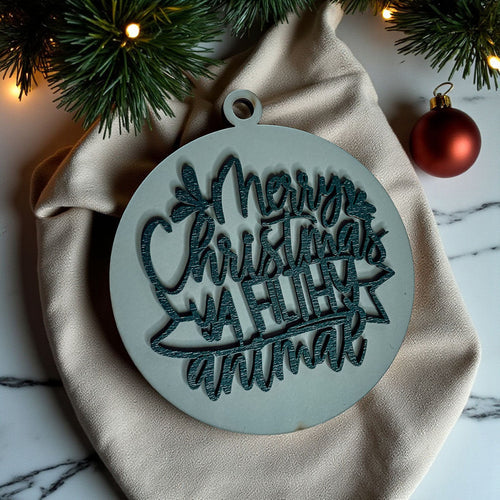 Christmas Ornament Merry Christmas Ya Filthy Animal Wooden 3D 12 Colors BandsCo Straps