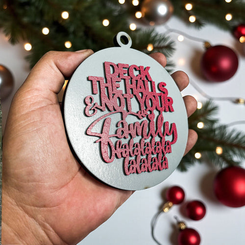 Deck The Halls 12 Colors Wooden Holiday Ornament With Cheeky Fa La La Lyrics And Rustic Finish