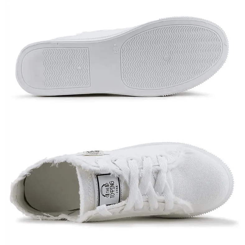 White Canvas Womens Sneakers Casual Fashion Denim Summer Elegant Women Sneakers Stevvex