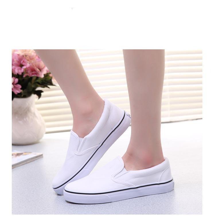 White Couple Canvas Women Espadrilles Shoes Womens Flats Women Running Breathable White Casual Slip On Flats Comfortable Walking Casual Simple Espadrilles Stevvex