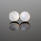 White Druzy Round Stud Earrings Sterling Silver Post