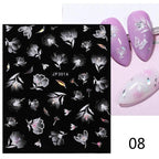 White Embossed Flower Lace Sticker Decal Wedding Nail Art Designs Floral Butterfly Japanese Manicures Nail Decoration Metallic Curve Strip Line Nail Decal Self-Adhesive 3D Wave Design Decoration for Women Girls Adhesive Striping Tape Nail Art Stickers