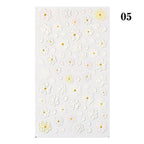 White Embossed Flower Lace Sticker Decal Wedding Nail Art Designs Floral Butterfly Japanese Manicures Nail Decoration Metallic Curve Strip Line Nail Decal Self-Adhesive 3D Wave Design Decoration for Women Girls Adhesive Striping Tape Nail Art Stickers