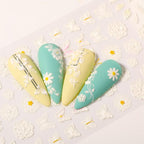 White Embossed Flower Lace Sticker Decal Wedding Nail Art Designs Floral Butterfly Japanese Manicures Nail Decoration Metallic Curve Strip Line Nail Decal Self-Adhesive 3D Wave Design Decoration for Women Girls Adhesive Striping Tape Nail Art Stickers