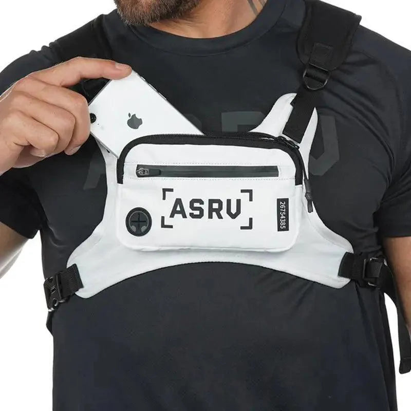 White Fashion Men Lightweight Chest Bag Running Pack For Workouts Running Phone Holder With Extra Storage Minimalist Design Stevvex