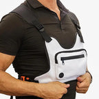 White Fashion Men Lightweight Chest Bag Running Pack For Workouts Running Phone Holder With Extra Storage Minimalist Design Stevvex
