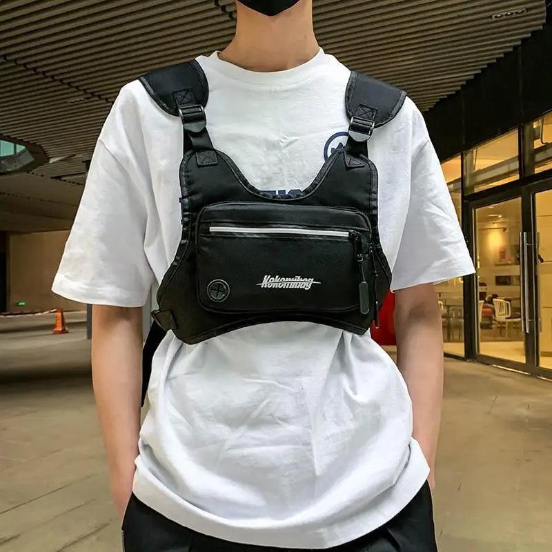 White Fashion Men Lightweight Chest Bag Running Pack For Workouts Running Phone Holder With Extra Storage Minimalist Design Stevvex