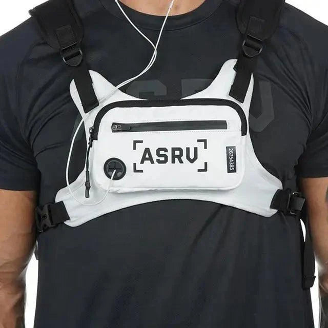 White Fashion Men Lightweight Chest Bag Running Pack For Workouts Running Phone Holder With Extra Storage Minimalist Design Stevvex