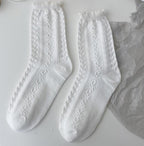 White Lace Socks Women Heart Bowknot Cotton Socks Femme Sweet Socks Ankle Socks Dress Socks For Women Stevvex