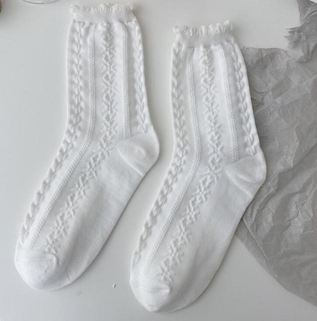 White Lace Socks Women Heart Bowknot Cotton Socks Femme Sweet Socks Ankle Socks Dress Socks For Women Stevvex