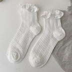 White Lace Socks Women Heart Bowknot Cotton Socks Femme Sweet Socks Ankle Socks Dress Socks For Women Stevvex