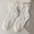 White Lace Socks Women Heart Bowknot Cotton Socks Femme Sweet Socks Ankle Socks Dress Socks For Women Stevvex